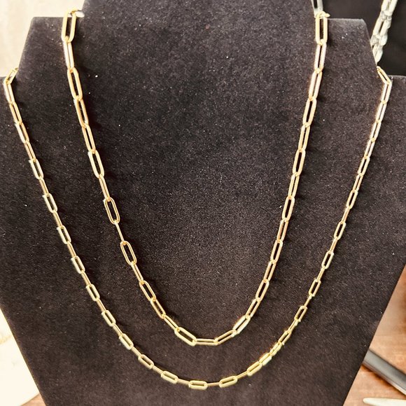 Stainless Steel Round Flat Rectangle Necklace Choker Women 18K Gold Plated Paper - Picture 1 of 3